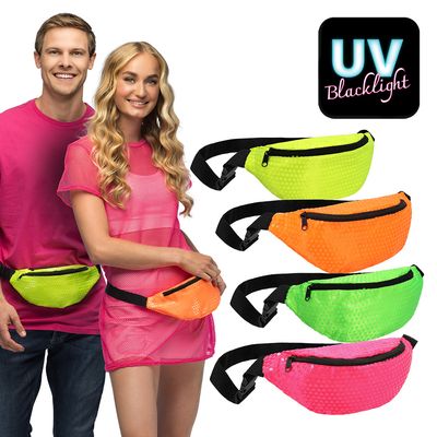 Heuptasje met pailletten neon groen fluo foute party kamping kitsch rave nineties 90'S
