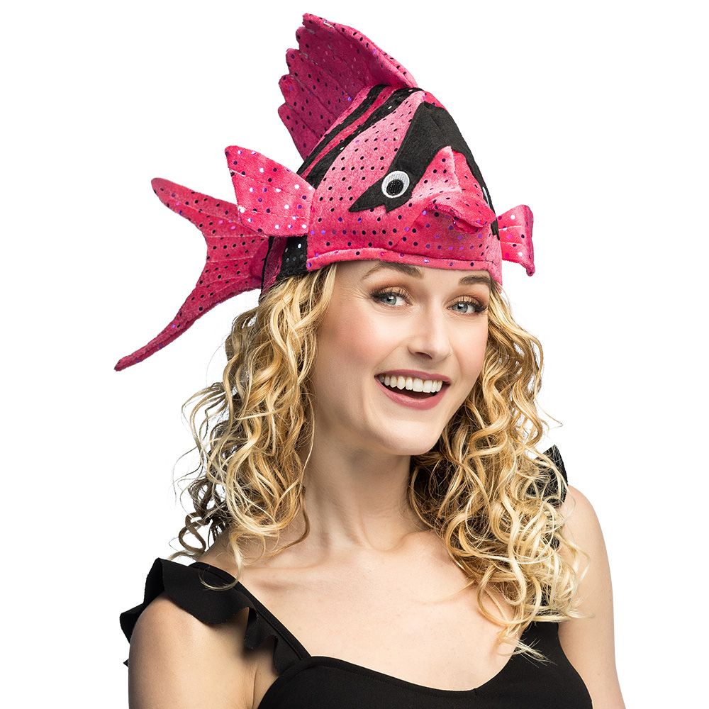 Hoed vis fluo roze foute party zee water dieren