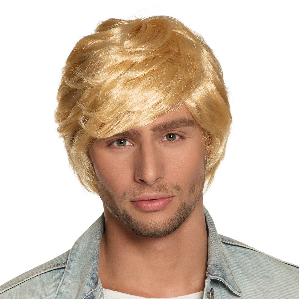 Pruik blond kort man Tyler. Foute party Barbie en Ken