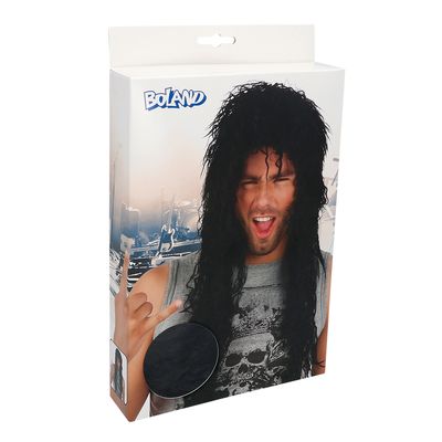 Pruik Alice Cooper man zwart gebekt lang Rock Eighties Nineties 80's 90's bekend beroemd zanger