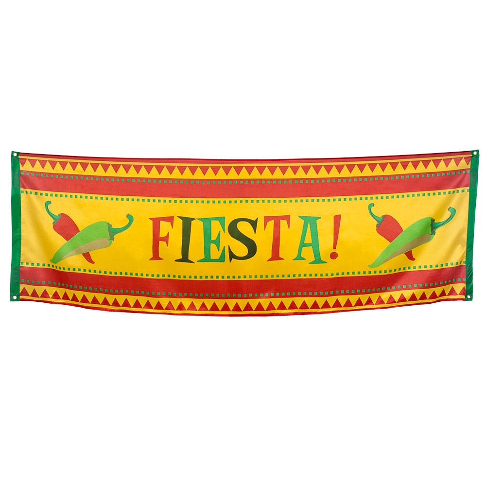 Banner Fiesta ! Mexico gevelvlag versiering 220 x 74 cm geel-groen-rood Brazil Banner Fiesta ! Mexico gevelvlag versiering 220 x 74 cm geel-groen-rood Brazil