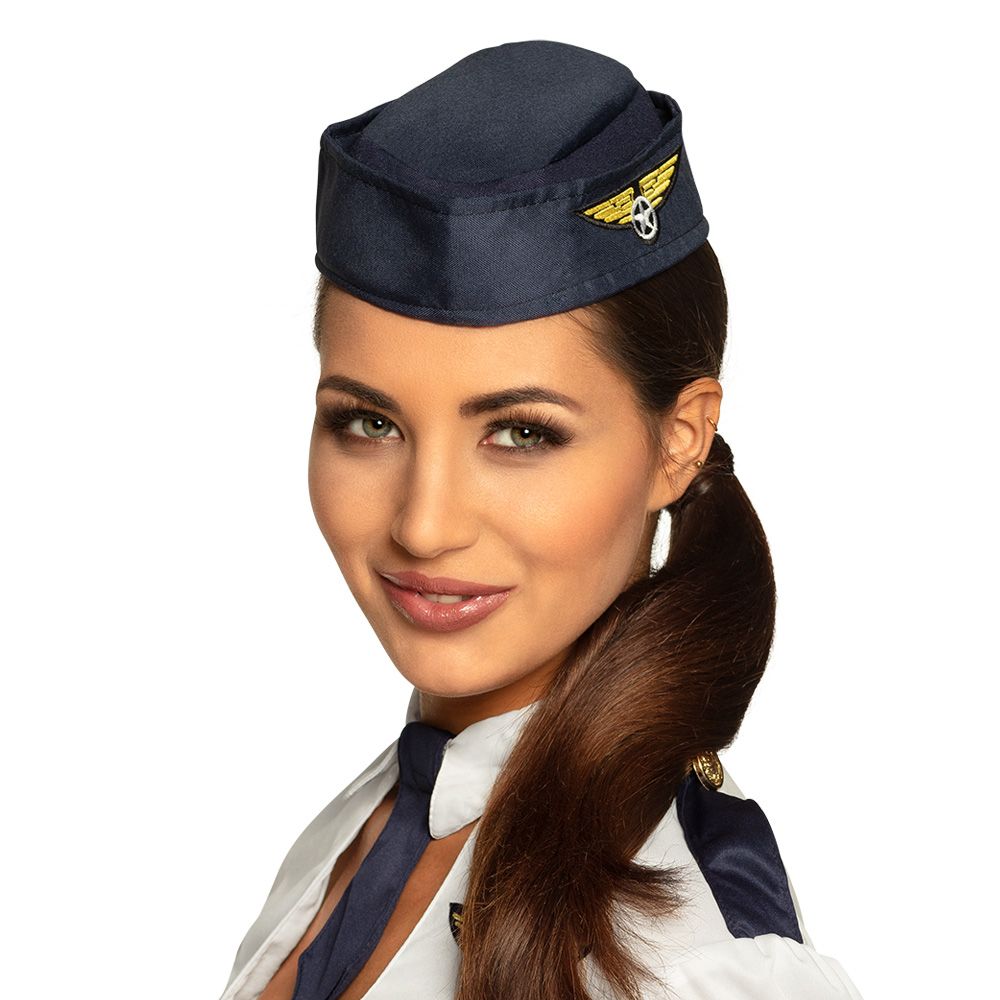Hoed stewardess airhostess blauw Hoed stewardess airhostess blauw