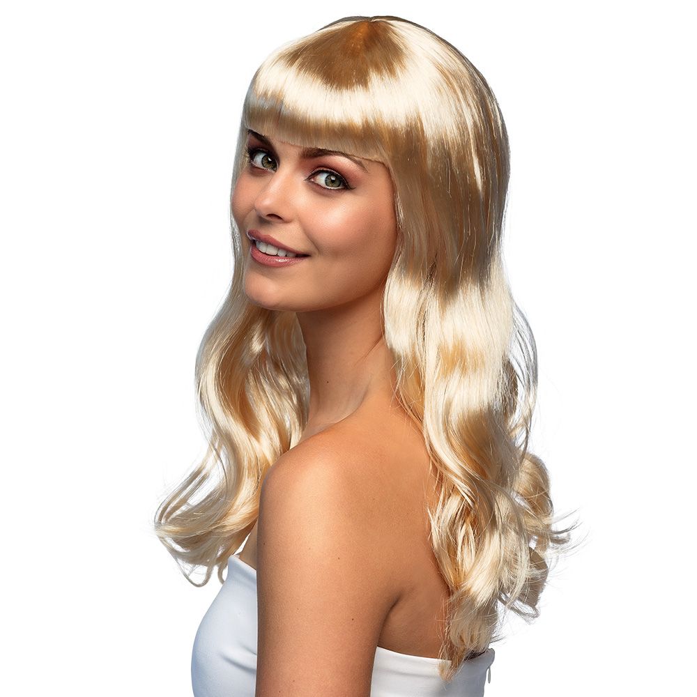 Pruik chique blond lang recht met pony Pruik chique blond lang recht met pony