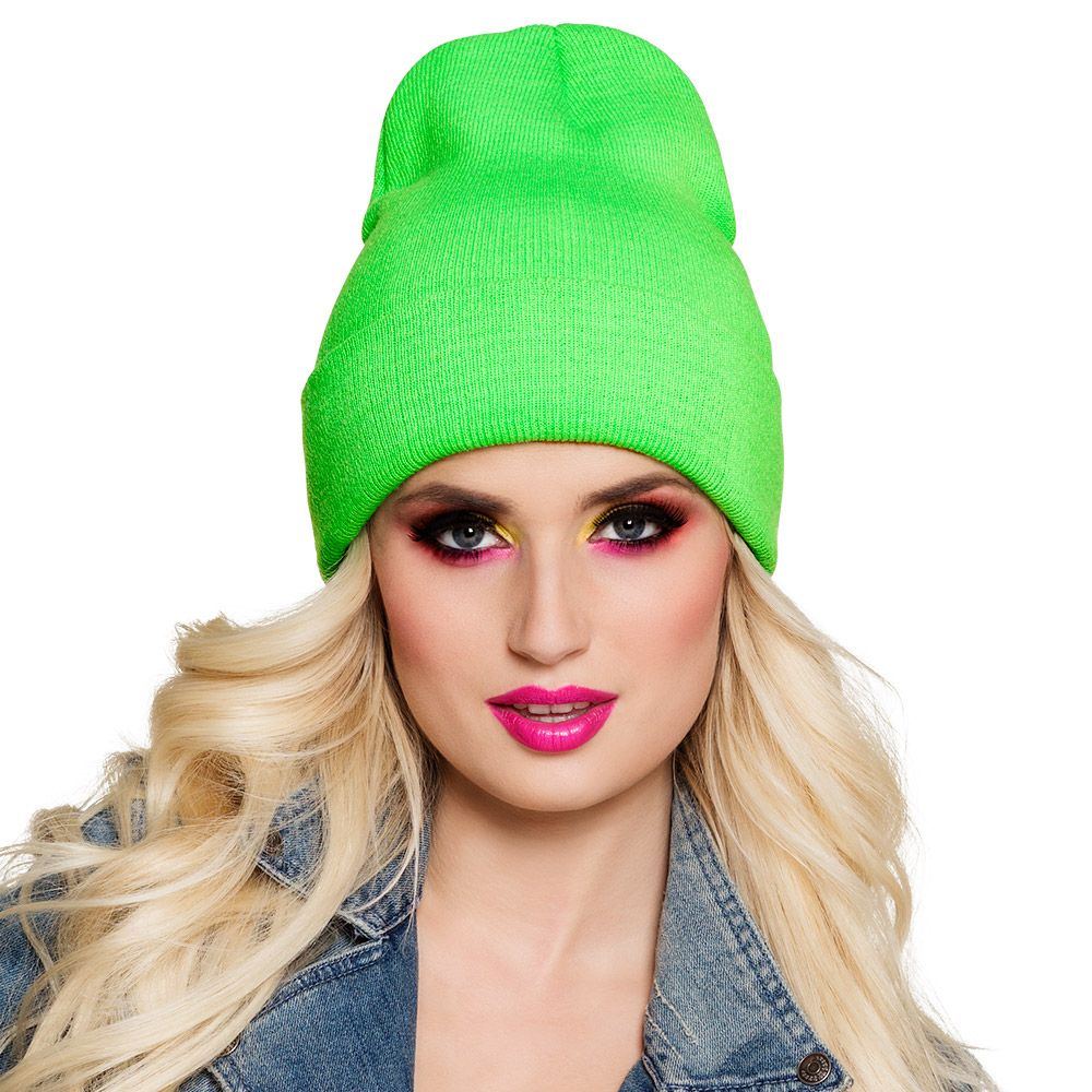beanie fluo groen UV Blacklight neon muts retro ski beanie fluo groen UV Blacklight neon muts retro ski