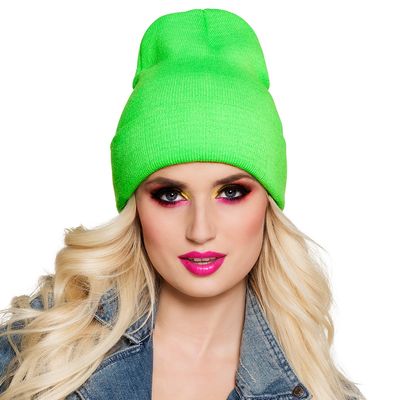 beanie fluo groen UV Blacklight neon muts retro ski beanie fluo groen UV Blacklight neon muts retro ski