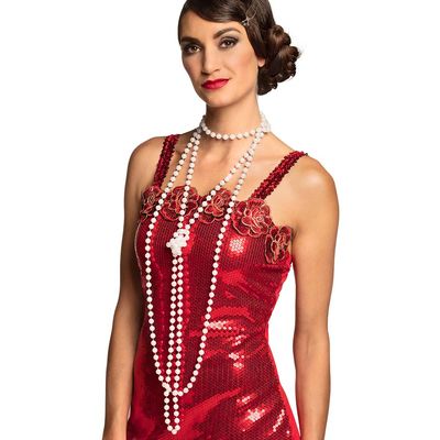 parelketting wit set van 2 witte kettingen Charleston Twenties
