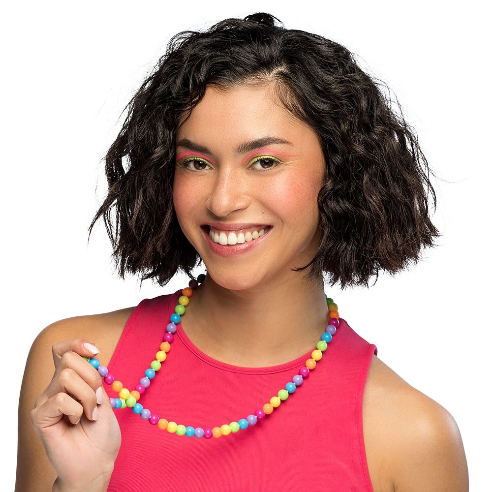 Ketting bolletjes verschillende kleuren Rave foute party Eighties nineties parelketting multikleur