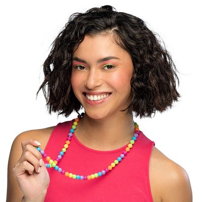 Ketting bolletjes verschillende kleuren Rave foute party Eighties nineties parelketting multikleur