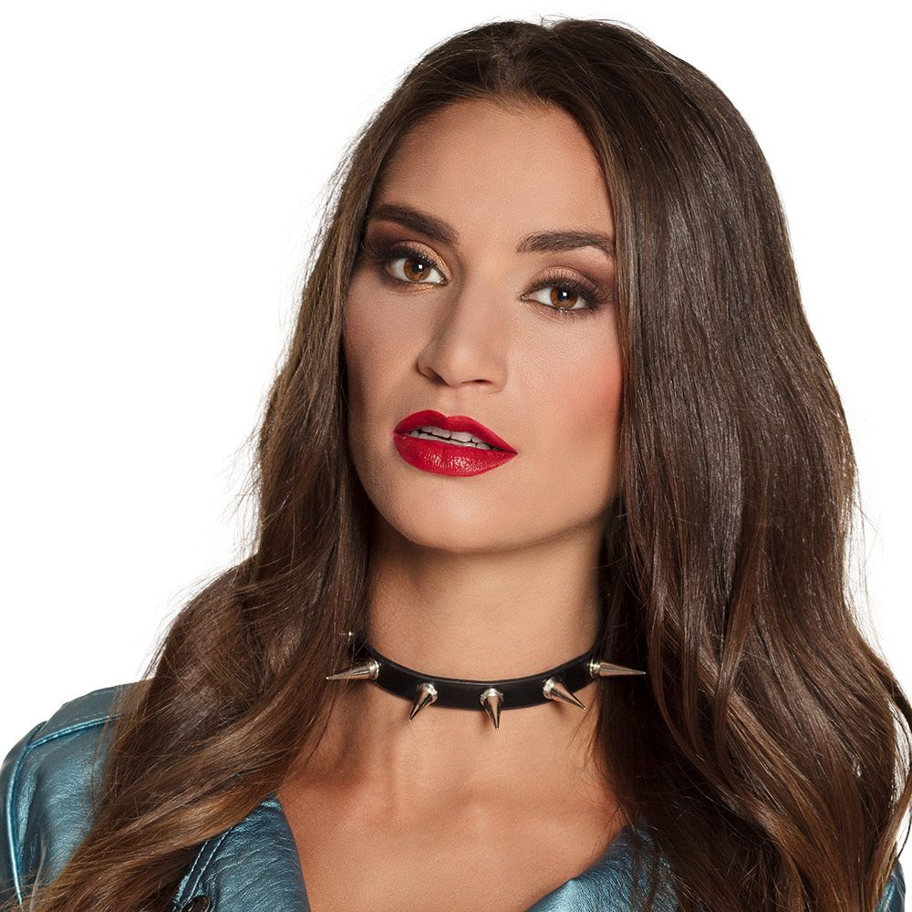 Ketting spikes halsband verstelbaar biker rock marginaal punk