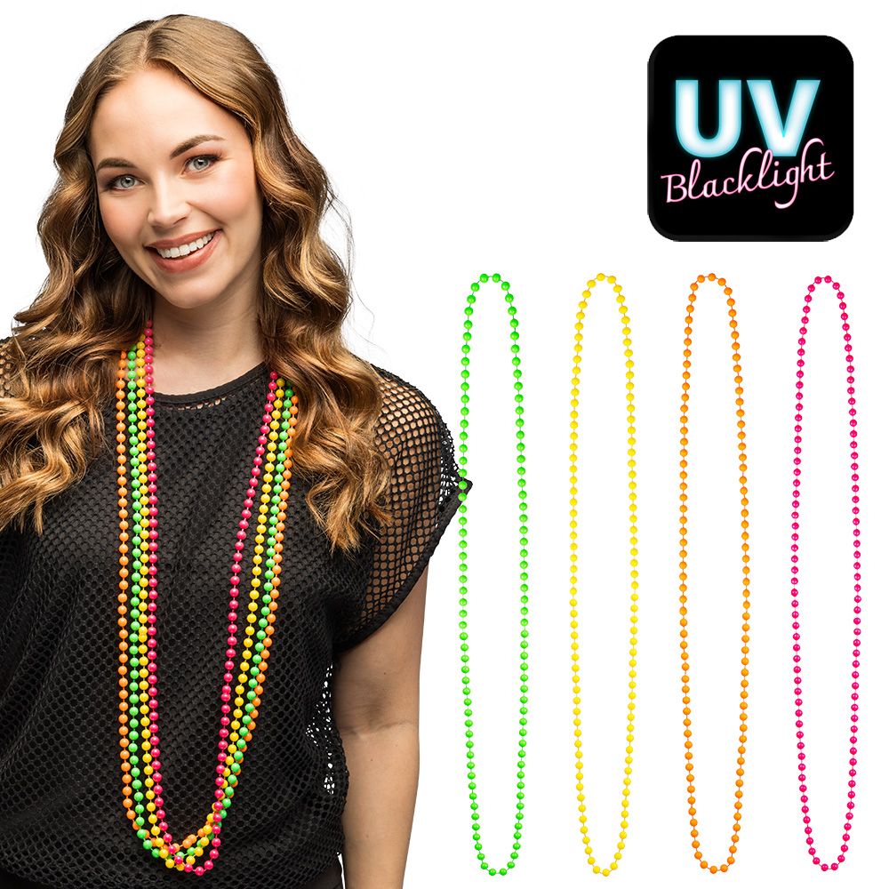 Fluo kettingen per 4 stuks neon UV blacklight