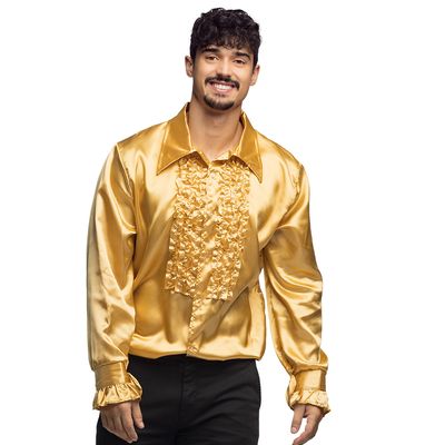 Discohemd goud Seventies - Eighties Maat L Disco volwassenen Party oudejaar Touch of gold Saterday night fever