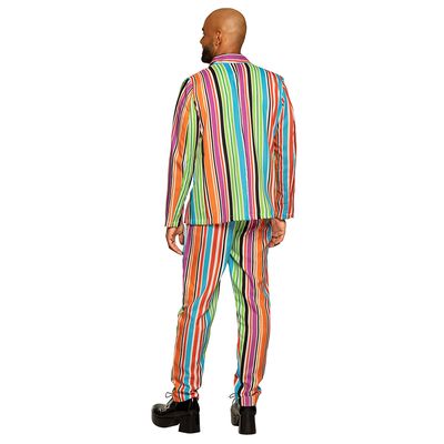 Discokostuum fluo neon gestreept groovy maat 50/52 heren Eighties '80