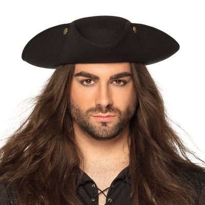 Hoed piraat admiraal zwart piratenhoed luxe Hoed piraat admiraal zwart piratenhoed luxe