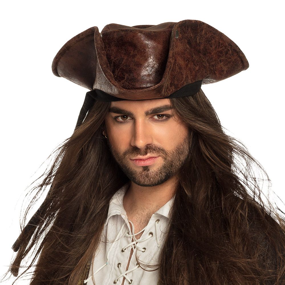 Hoed piraat bruin type Jack Sparrow Pirates of the Caribbean Tricorne Hoed piraat bruin type Jack Sparrow Pirates of the Caribbean Tricorne