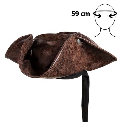 Hoed piraat bruin type Jack Sparrow Pirates of the Caribbean Tricorne