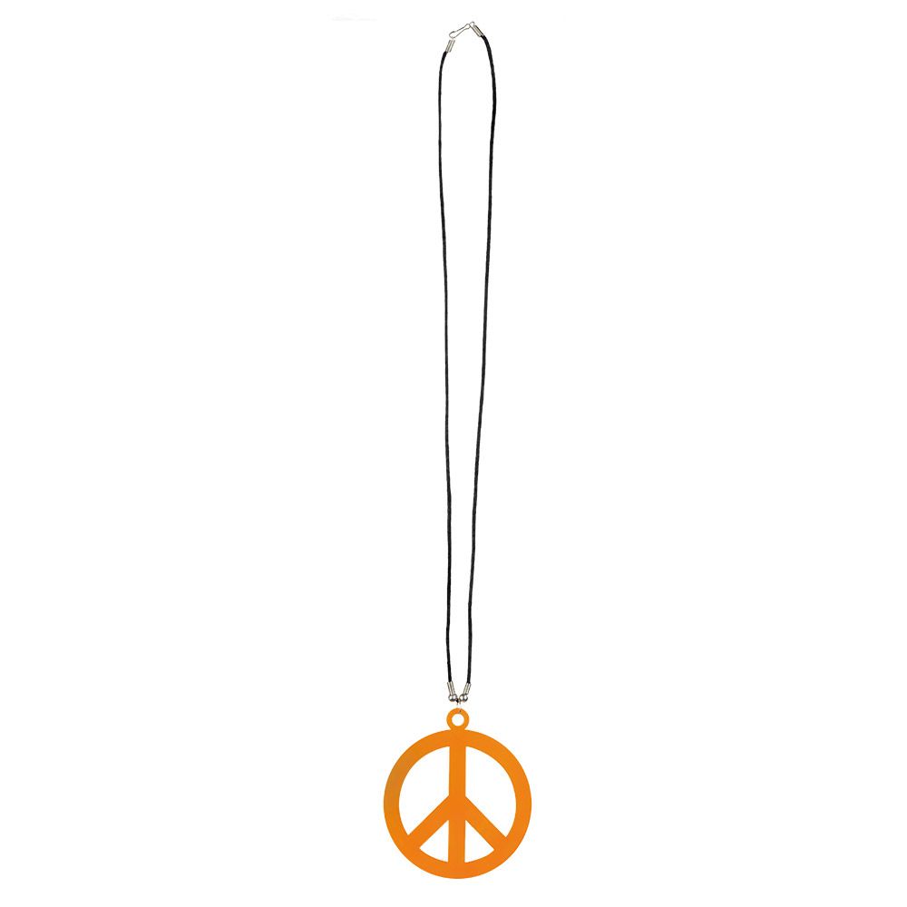 Hippie ketting oranje neon fluo peace flower power seventies '60- '70 Hippie ketting oranje neon fluo peace flower power seventies '60- '70