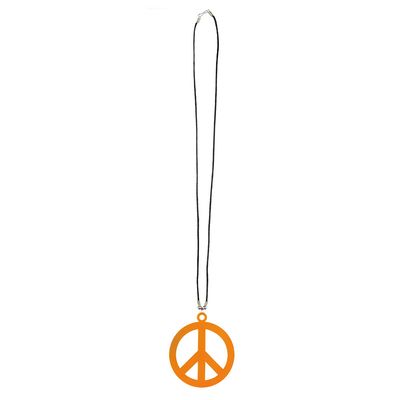 Hippie ketting oranje neon fluo peace flower power seventies '60- '70