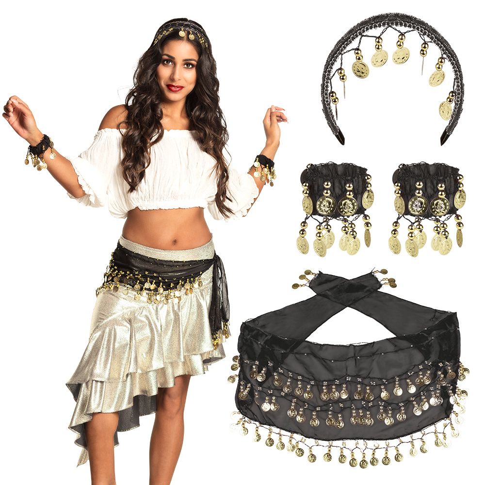 Set Belly dance zwart buikdanseres oosters Jasmine Disney