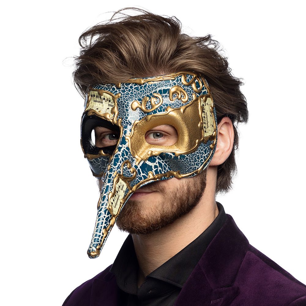Venetiaans masker mannen heren blauw Heel mooie uitvoering en stevig !