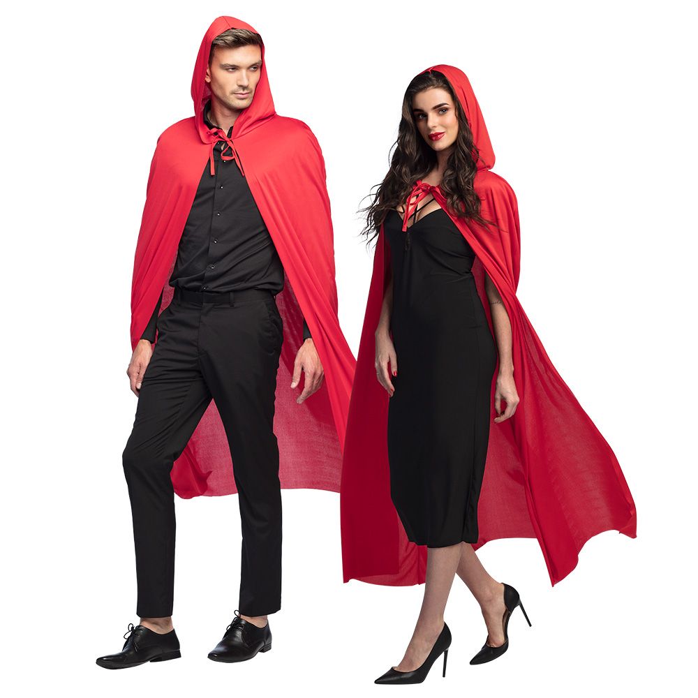 Cape rood met kap unisex rode cape 180 cm
