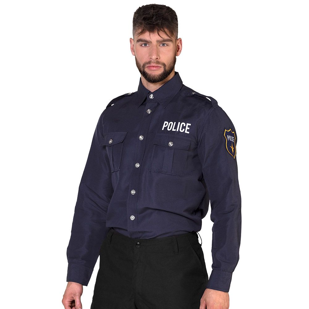 Politie hemd blauw verkleedkostuum volwassenen Police shirt Maat X-Large Politie hemd blauw verkleedkostuum volwassenen Police shirt Maat X-Large