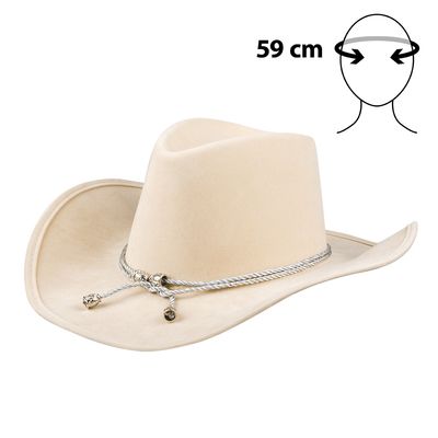 Cowboyhoed beige naturel suède look hoed cowboy cowgirl North Dakota country &amp; Western