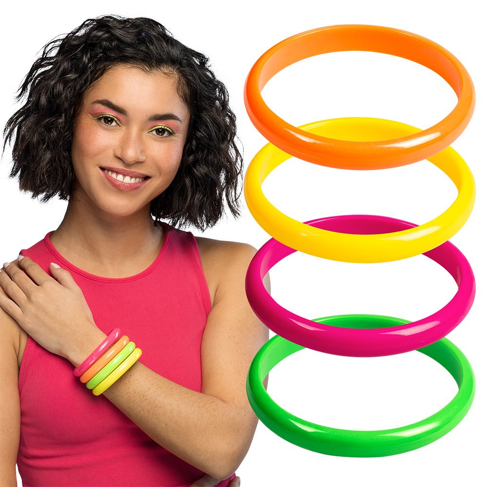 Set 4 armbanden fluo neon Rave foute party