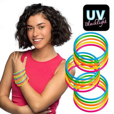 Set armbanden fluo neon UV blacklights 15 stuks Rave foute party Kamping Kitsch