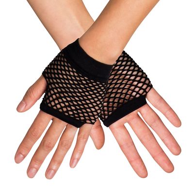 Nethandschoenen zwart kort model Marginaal Kamping Kitsch foute party Eighties Nineties Madonna