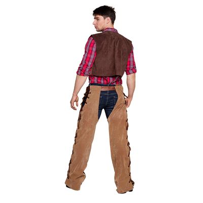 Cowboy verkleed kostuum volwassenen vest , ceintuur en chaps Western Country