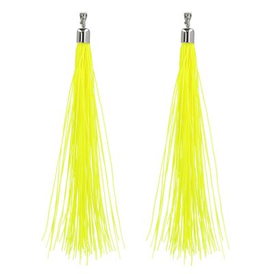 Oorringen fluo geel neon UV blacklight hangers foute party Kamping Kitsch fluodag