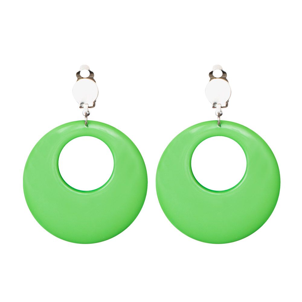 Oorringen groen neon fluo hippie paar oorbellen rond model Oorringen groen neon fluo hippie paar oorbellen rond model