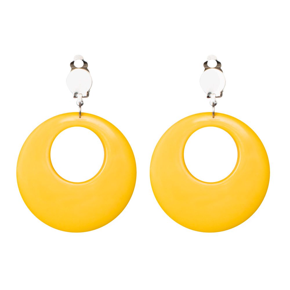 Oorringen geel hippie paar oorbellen rond model Oorringen geel hippie paar oorbellen rond model
