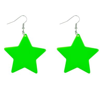 Oorringen fluo groen neon UV Blacklight sterren foute party Kamping Kitsch