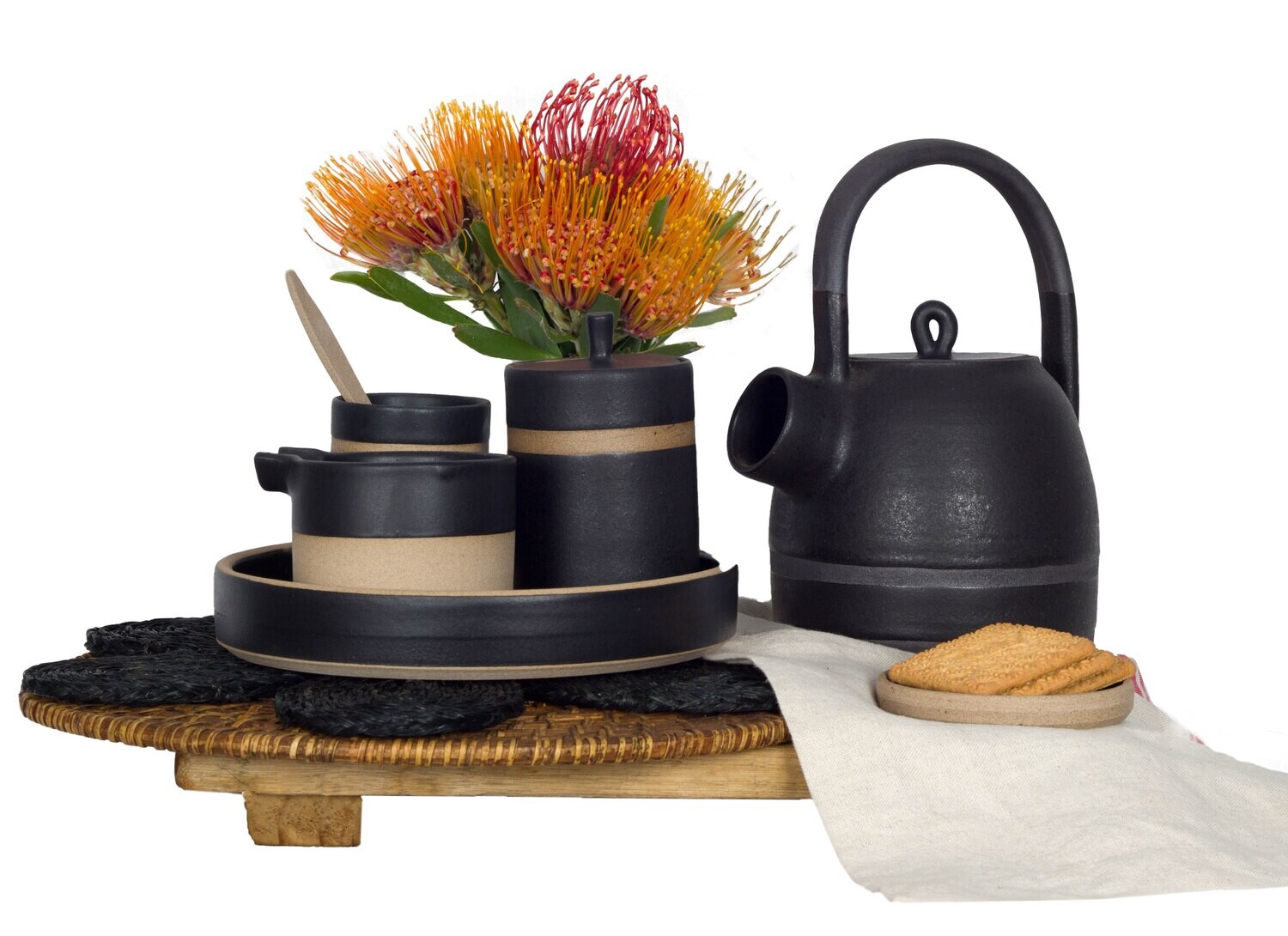 Tea - Sugar Bowl, Milk Jug, Spoon Holder, Tray & Free Teaspoon Tea - Sugar Bowl, Milk Jug, Spoon Holder, Tray & Free Teaspoon