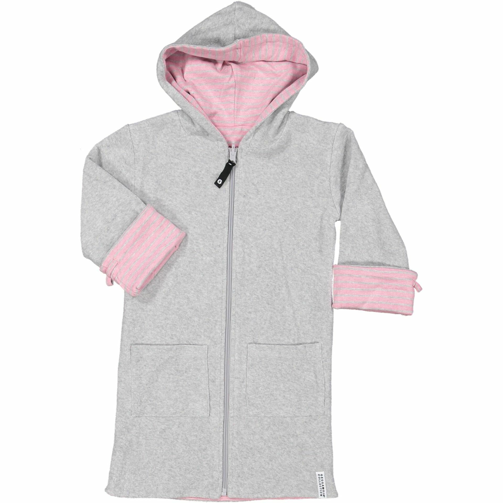 Geggamoja Bademantel wendbar classic Pink Daisy Stripe