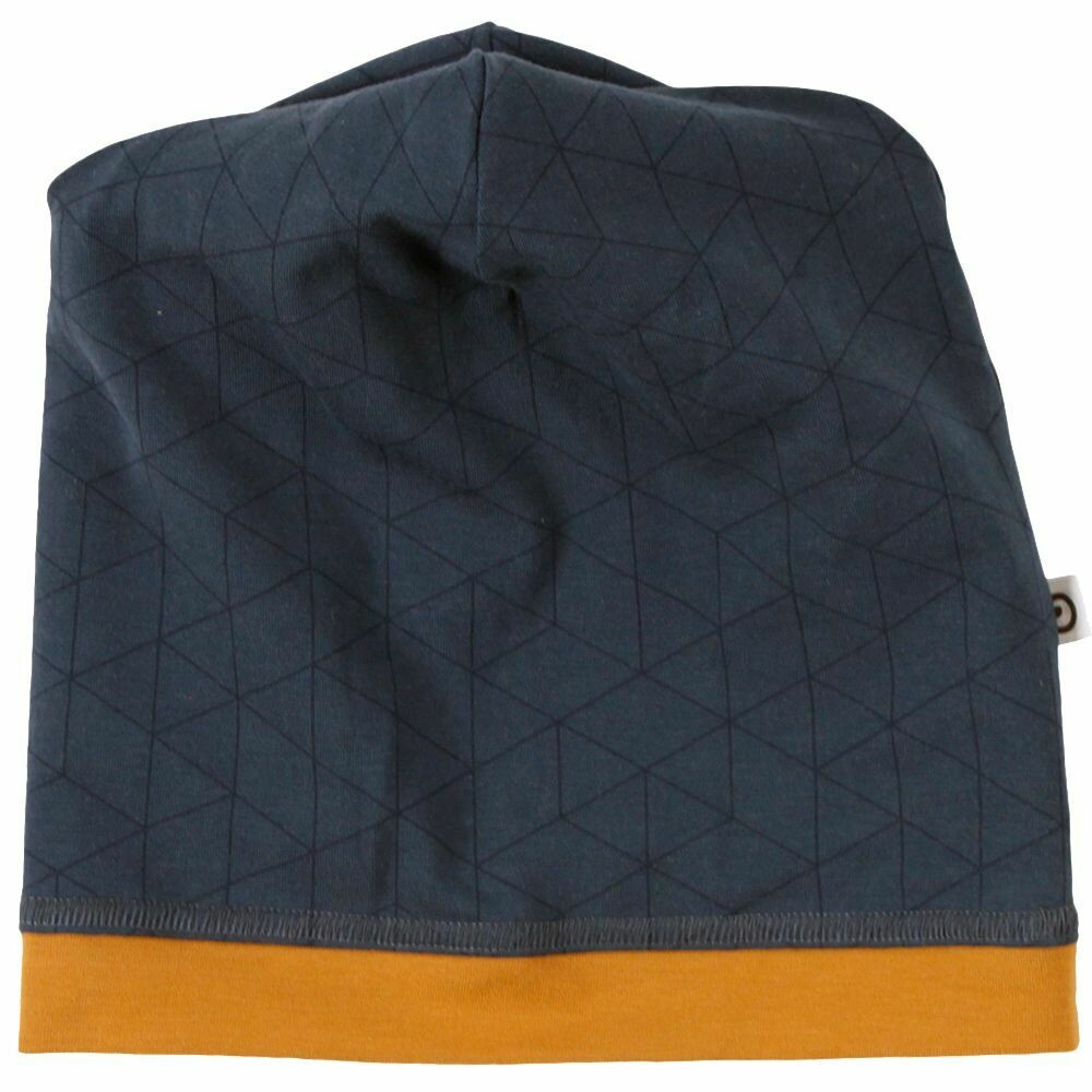 Green Cotton Müsli Mütze Geometric Beanie Midnight