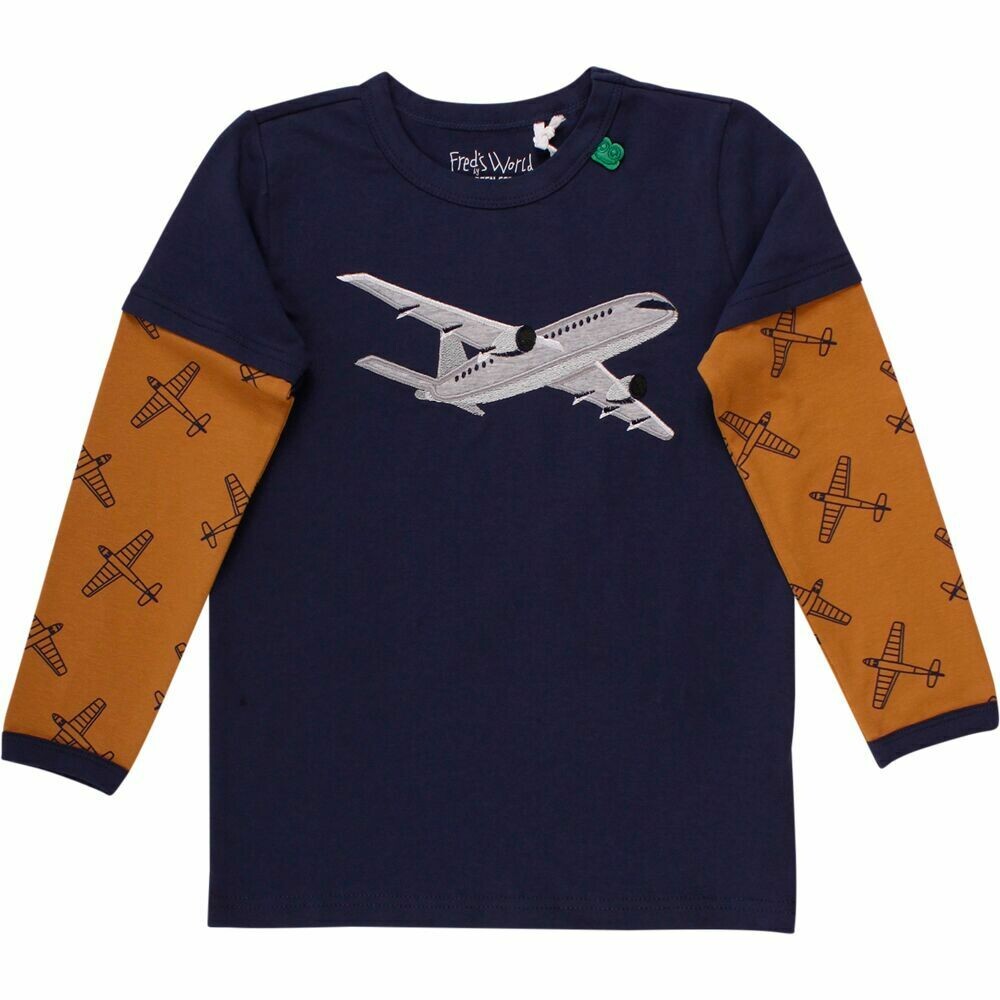 Green Cotton Fred's World Airplane Langarmshirt