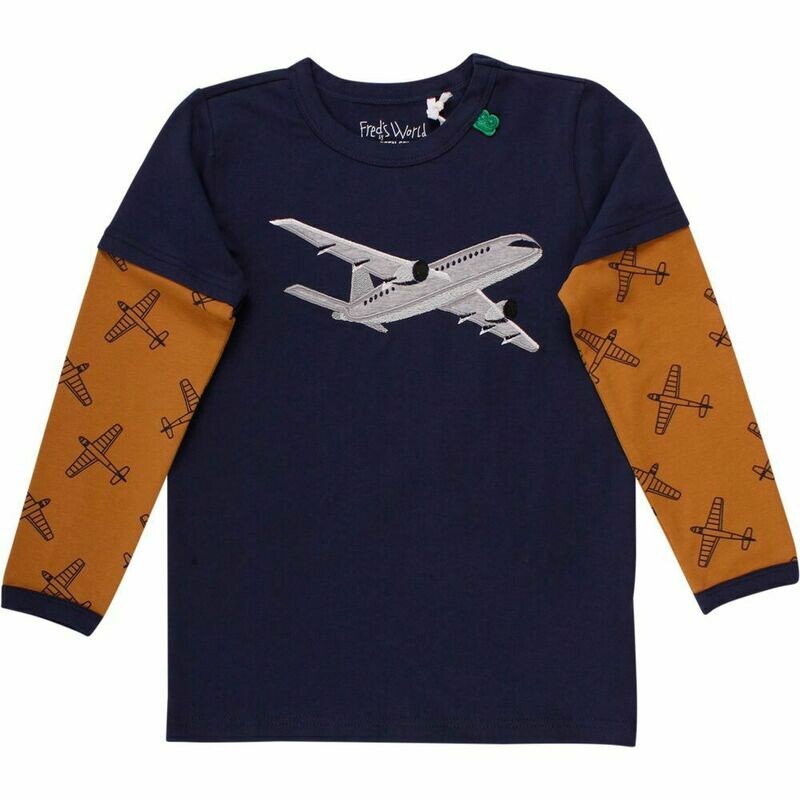 Green Cotton Fred's World Airplane Langarmshirt