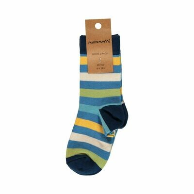 Maxomorra Socks 2-Pack Stripe Ocean