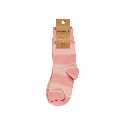 Maxomorra Socks 2-Pack Dusty Rose Stripe