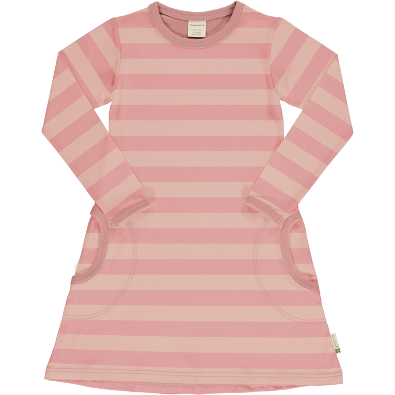 Maxomorra Dress LS Stripe Dusty Rose