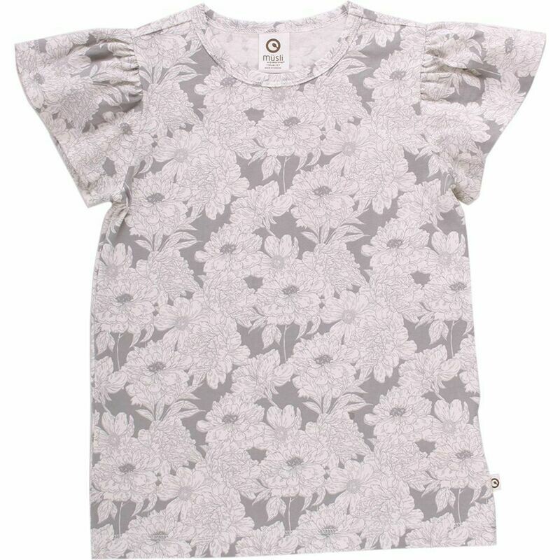 Green Cotton Müsli Shirt  Blumen grau