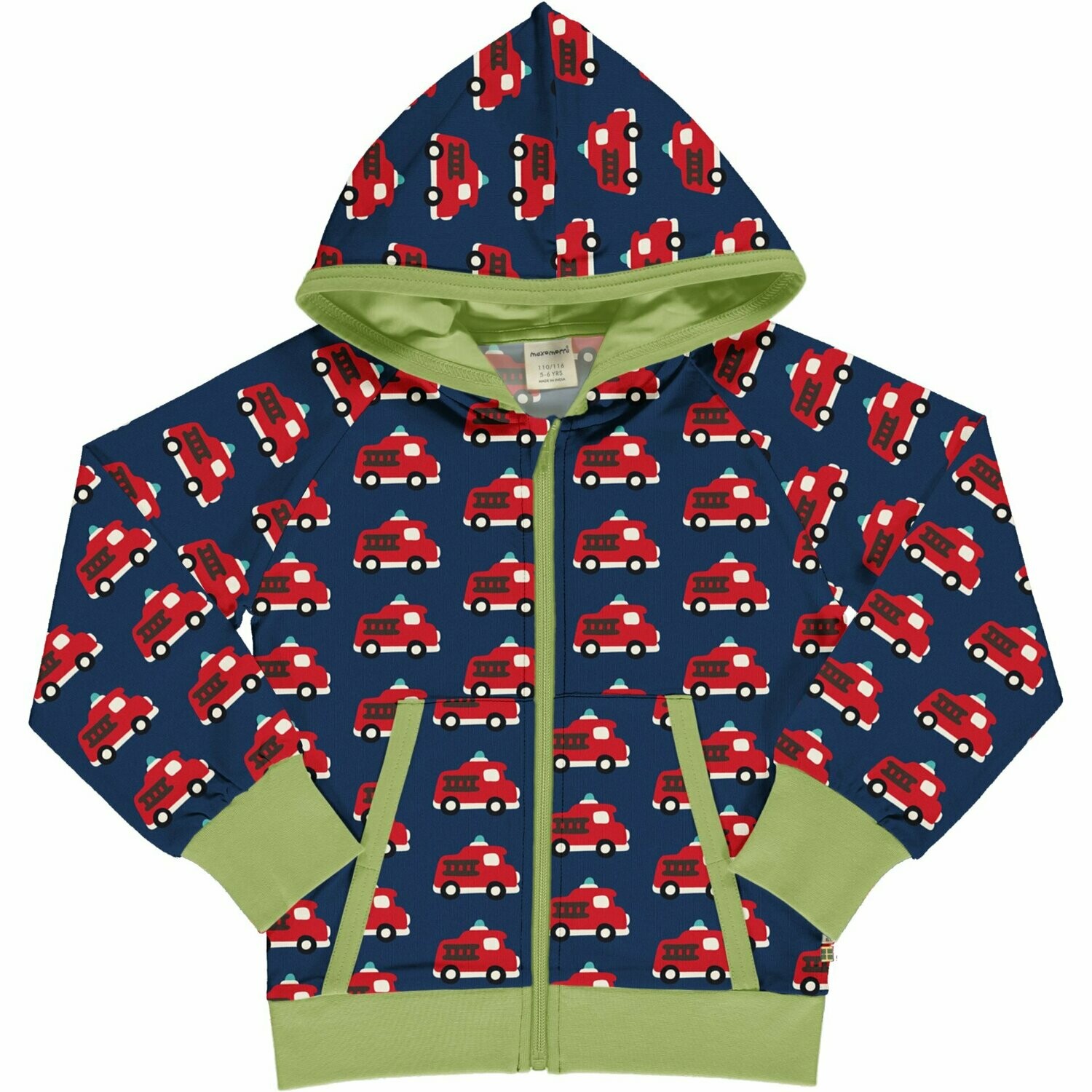 Maxomorra Cardigan Hood Sweat Fire Truck