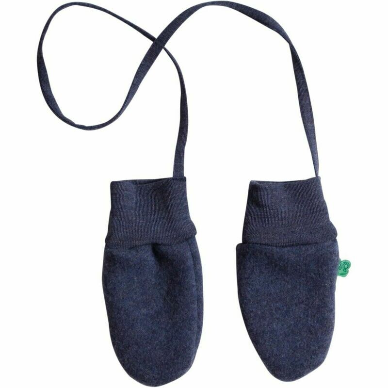 Green Cotton Wool Fleece Handschuhe Navy Melange