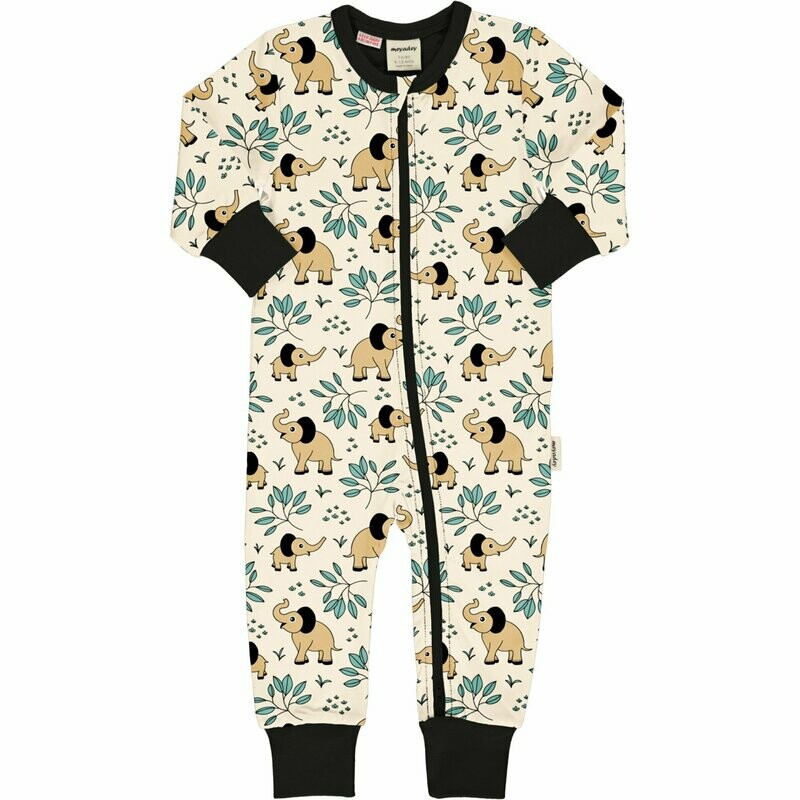 Meyadey by Maxomorra Rompersuit Zip LS Elephant Garden