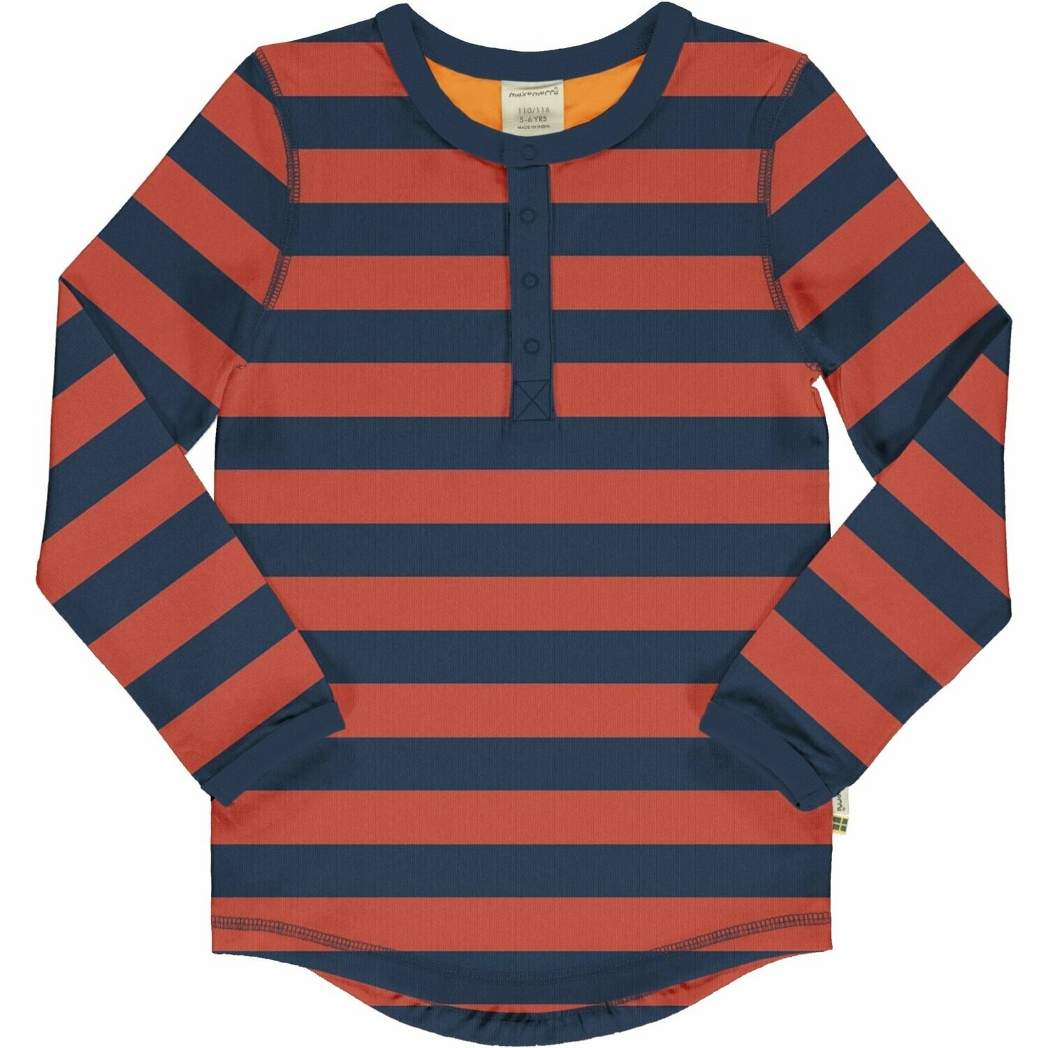 Maxomorra Top LS Slim Button Stripe Rowan