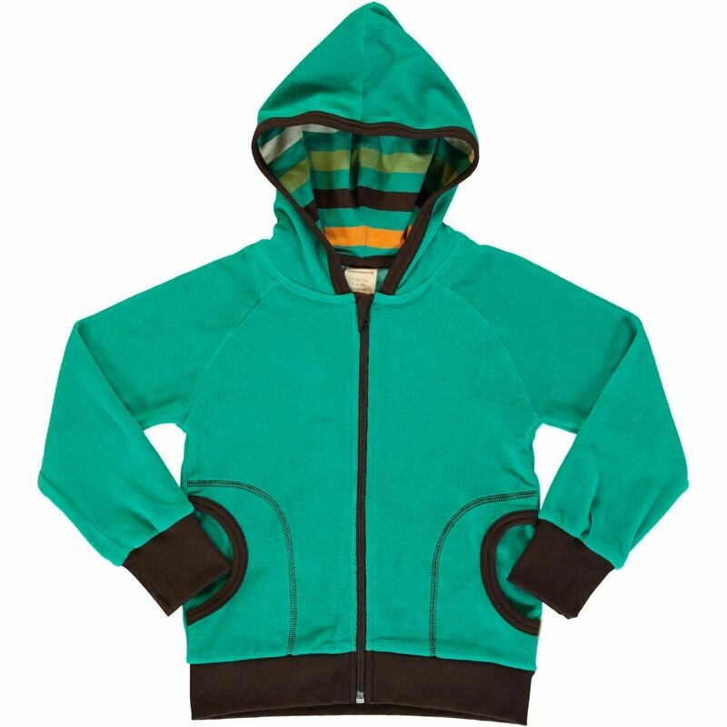 Maxomorra Cardigan Hood Velour Lagoon