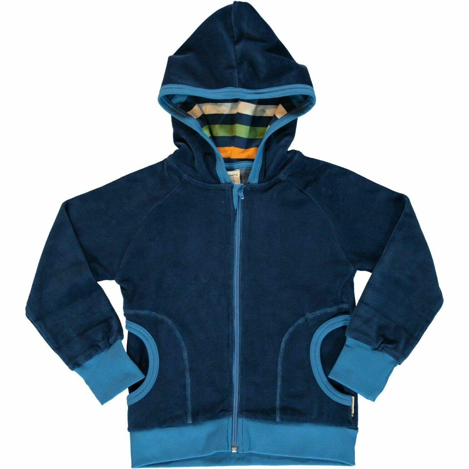 Maxomorra Cardigan Hood Velour Navy