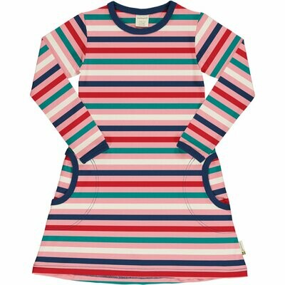 Maxomorra Dress LS Stripe Blossom